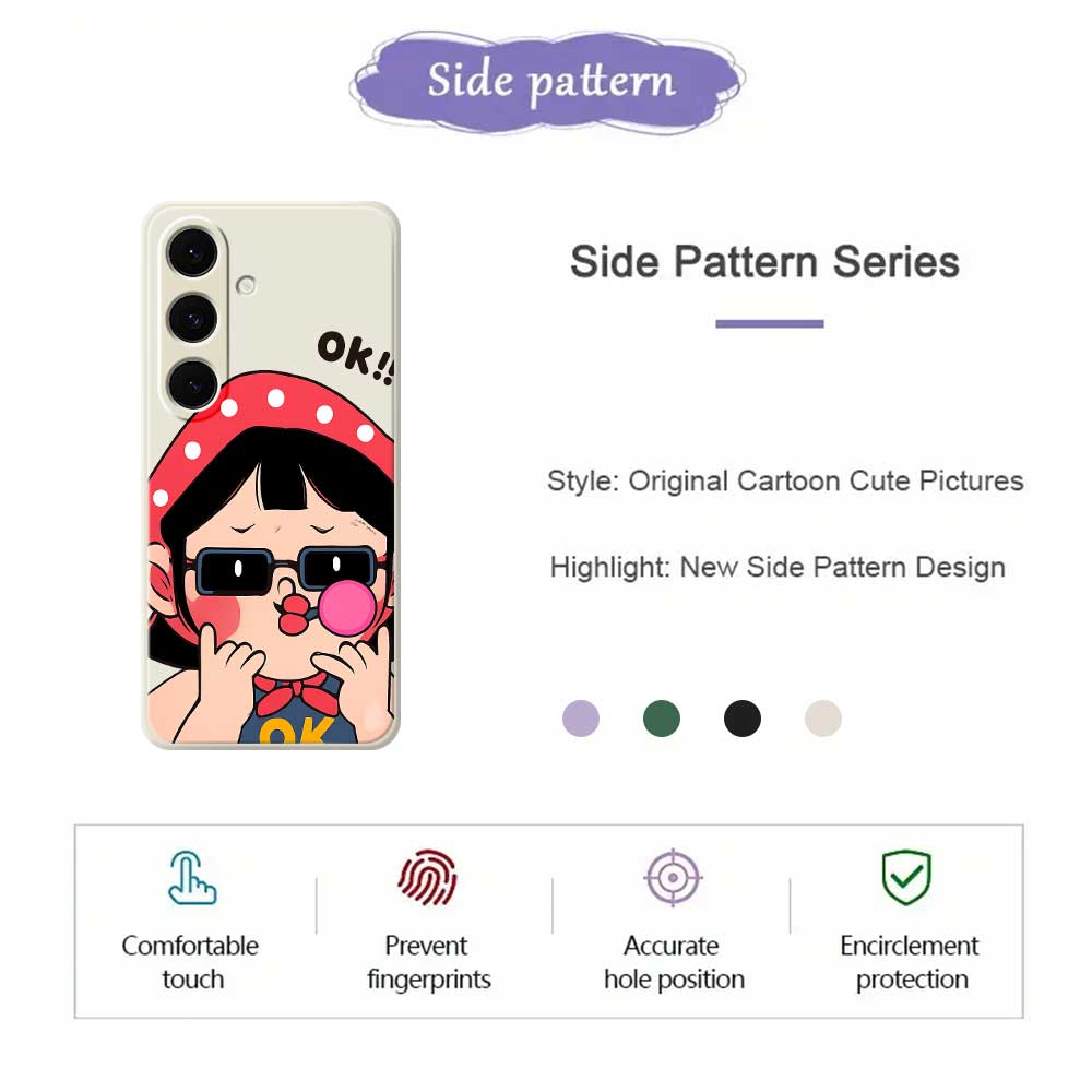 Dla Samsunga Galaxy S25+ Etui Słodki Wzór Dziecięcy Nadruk Prosty Brzeg TPU Tylna Pokrywa Telefonu