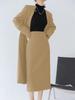 Women's Mid-Length Coffee-Colored A-Line High-Waisted Slit Skirt
