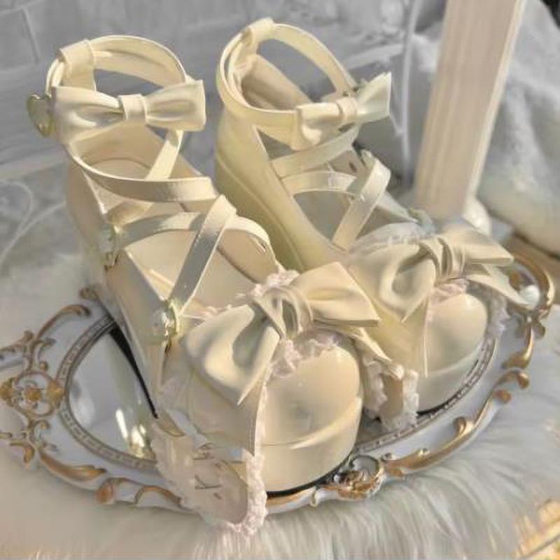 Søte Jenter Lolita Søte Kaninører Platåsko Søt Sløyfe Munk Flate Hæler Høyhælte Mary Janes