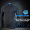 Men's High Elastic Compression Shirts Long Sleeves Sports Top for Athletic Workout Shirt Black and Blue Lines M