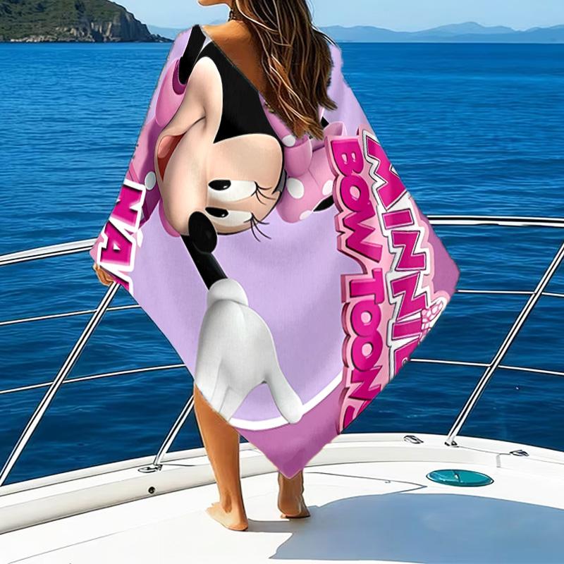 1pc Minnie7 Beach Towel with Custom Name, Beach/Swimming/Bath/Picnic/Camping Towel, Suitable for Seaside Beaches