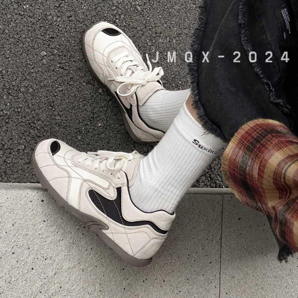 Leather version~ Blogger with the same fashionable color scheme retro German training shoes women's 2025 new casual flat sneakers