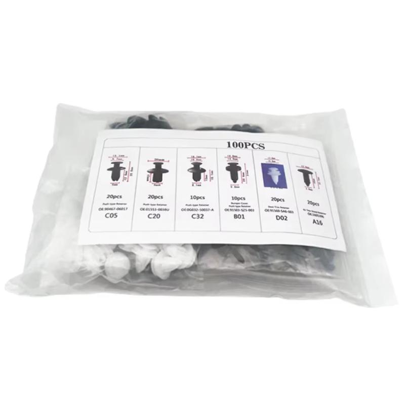 100 Pcs Car Retainer Clips Kit With Fastener Remover And Pry Tools For Auto Door Bumper Trim Repair