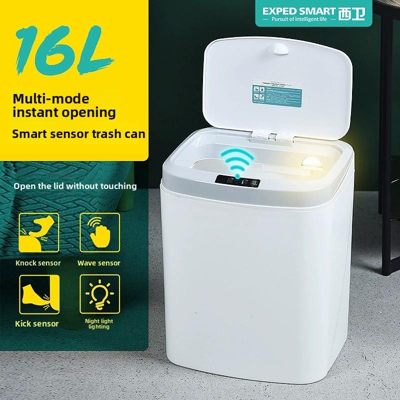 Cubo de basura inteligente con sensor automático para cocina baño y hogar
