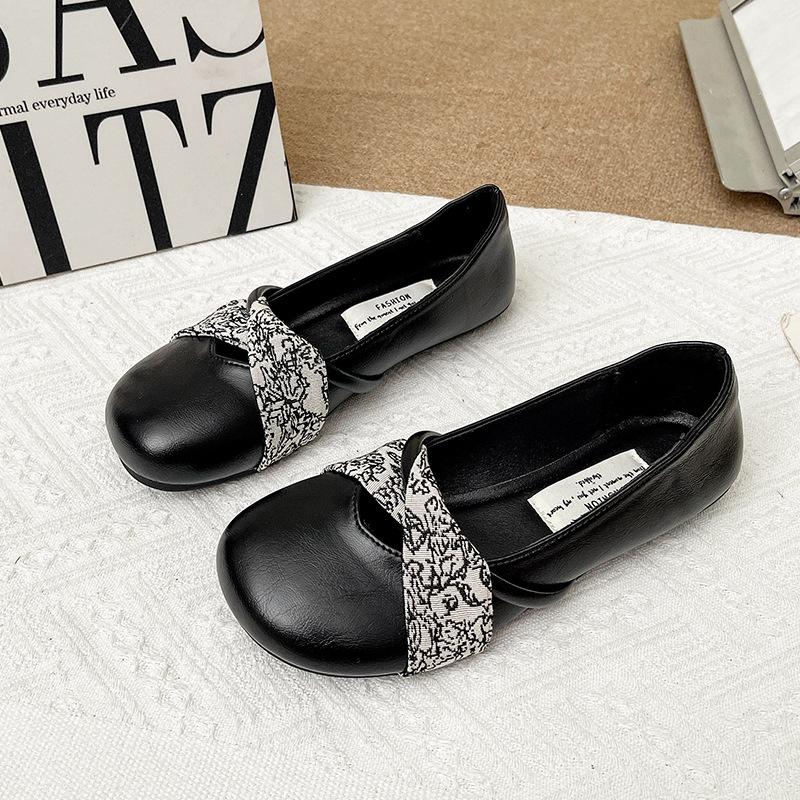 Retro Shallow Mouth Single Shoes Women's Shoes Spring and Autumn 2025 New Round Head Bow Soft Sole Commuting Versatile Single Shoes