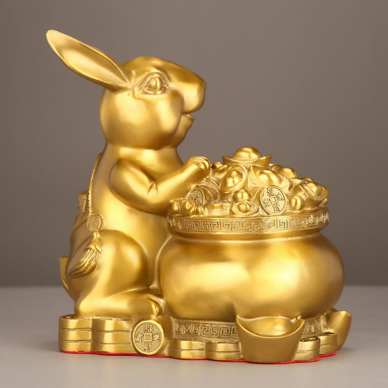Copper Rabbit Ornament Twelve Zodiac Rabbit Living Room Office Decoration Craft Rabbit Year Lucky Gift