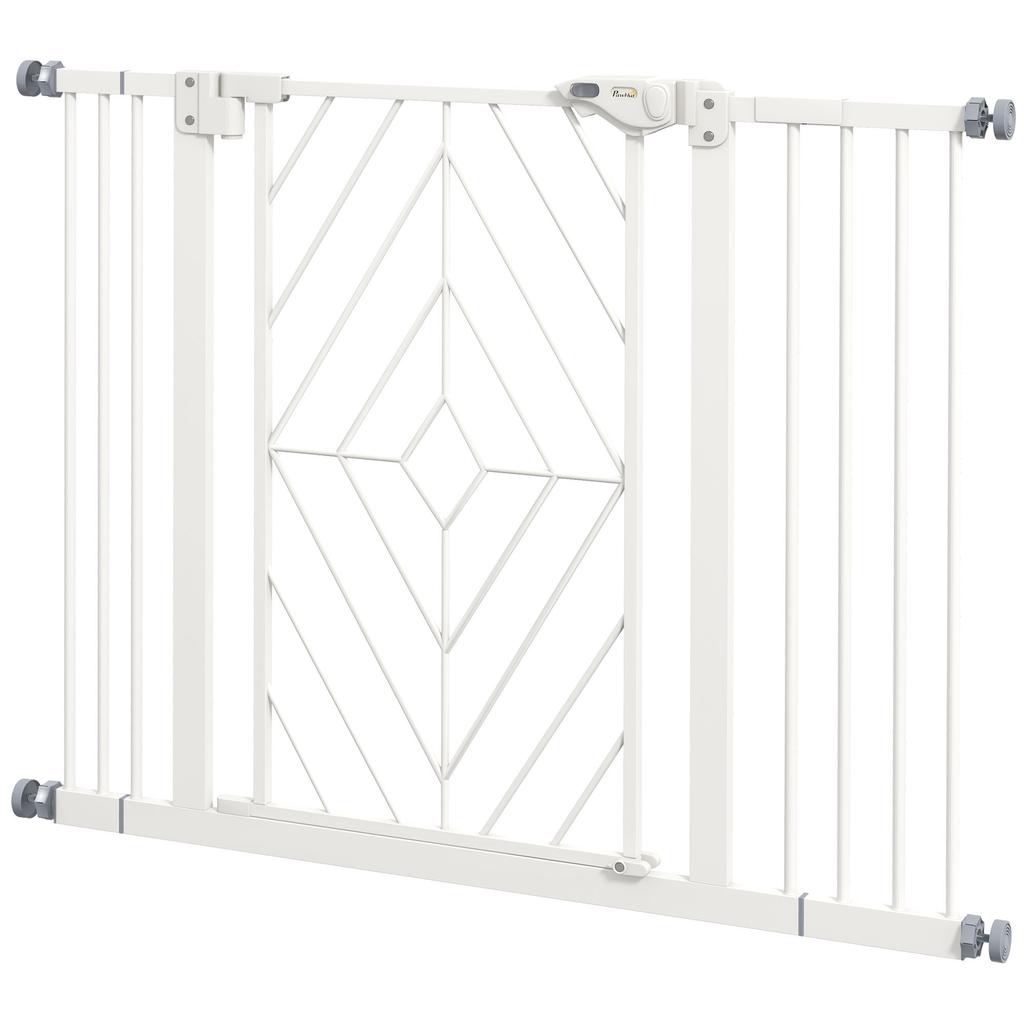 Pressure Fit Stair Gate Dog Gate W/ Auto Closing Door, Double Locking, Easy Installation, for 74-100cm Openings - White