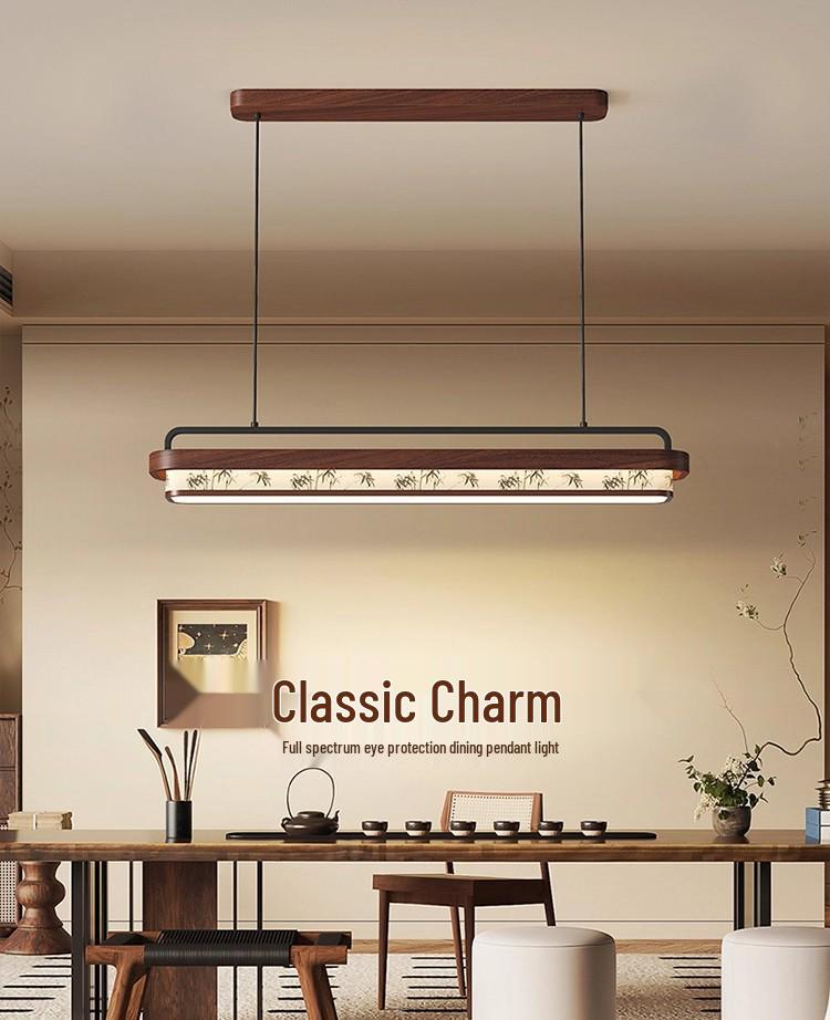 Song Dynasty Zen Chandelier: Retro Fabric, Rectangular Dining Room & Tea Room Light
