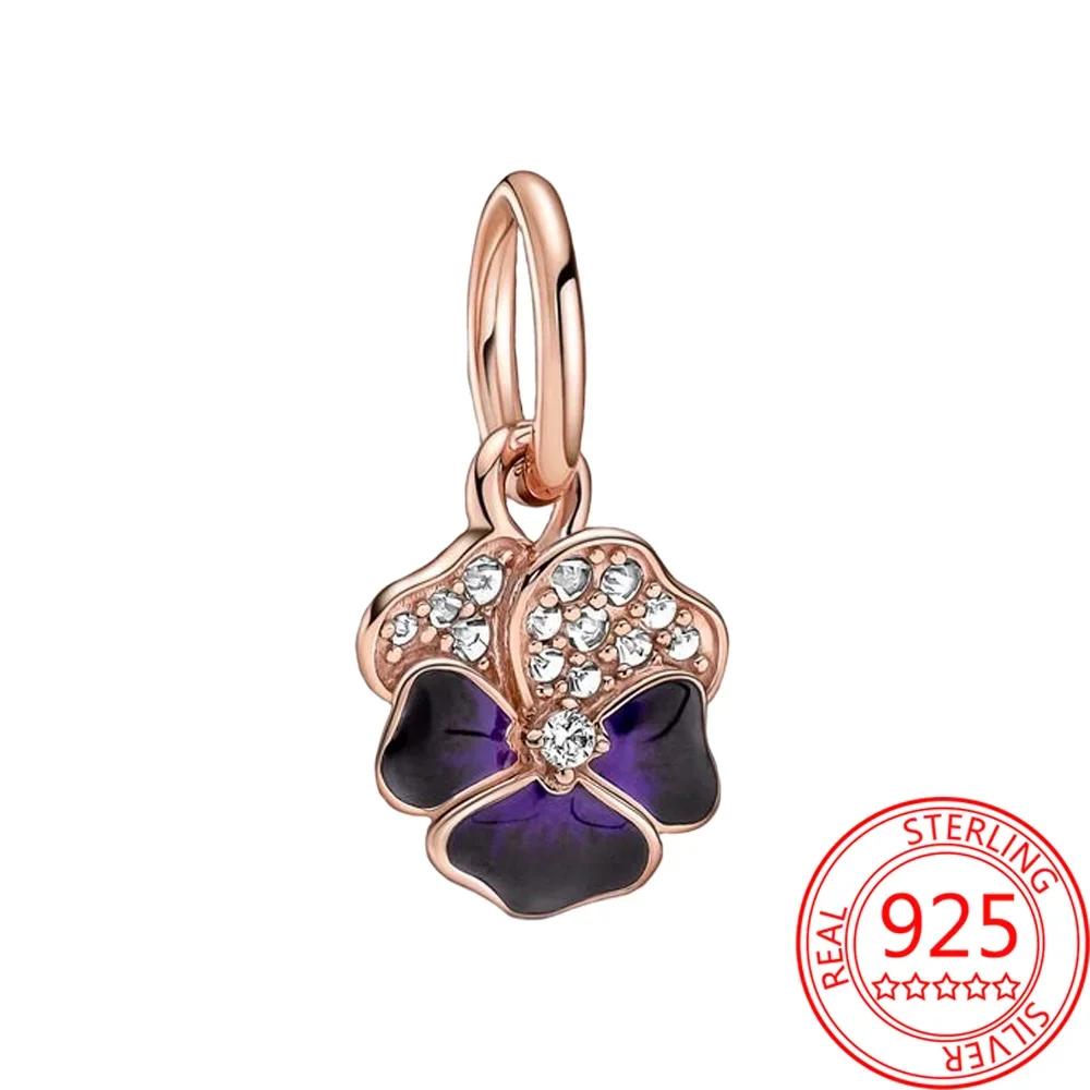Purple Flowers Copper Iris Charms Heartsease Hydrangea Earrings Beads For Necklace Diy Bracelets Present Jewellery
