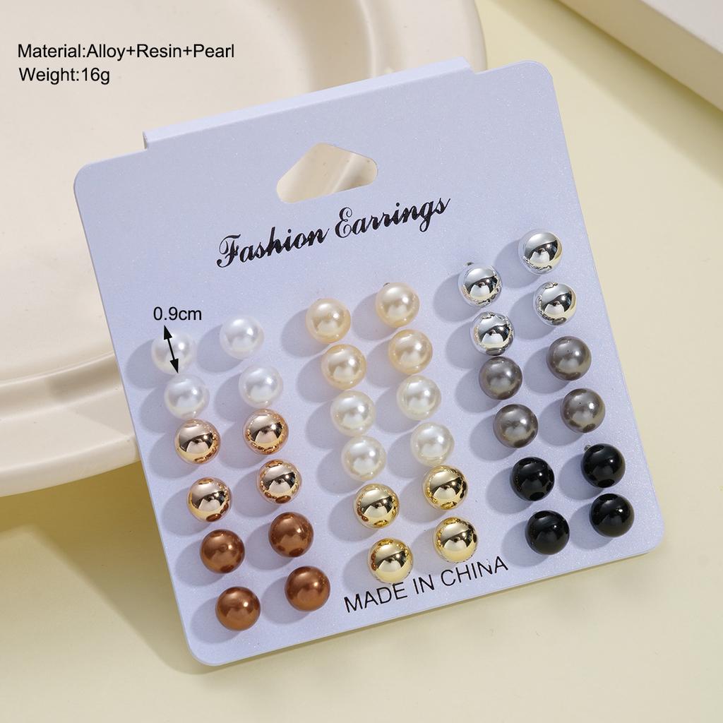 New Fashion Colorful Pearl Earrings Set Korean Black White Beige Oversized Pearl Earrings Statement Women Wedding Jewelry Gifts