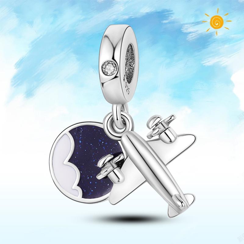 copper Authentic Charm Bead Charms Blue Sea Butterfly Whale CZ Charm Bead Charms Bead Charms Compatible With Authentic Accessories Bracelets Do It You