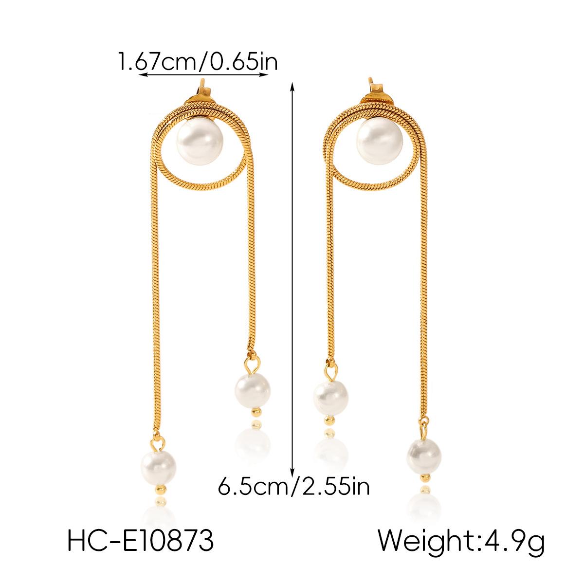 

French Vintage Pearl Earrings Titanium Steel Gold Ear Studs Women Elegant Jewelry for Autumn Winter