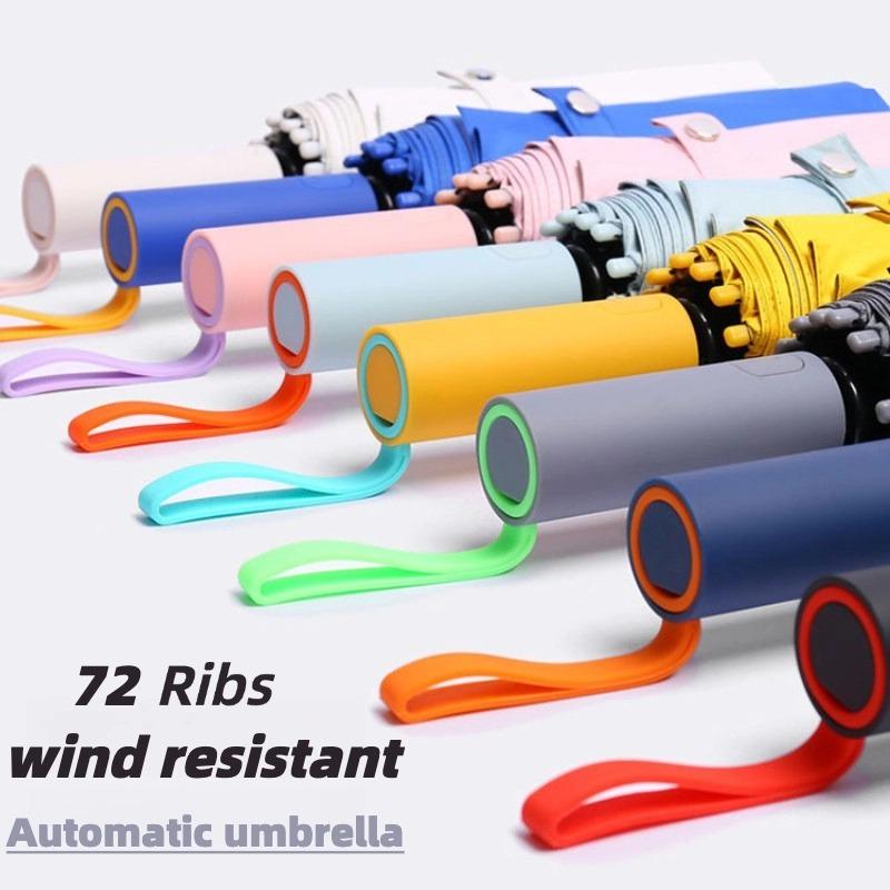 Winddichte Sterke Automatische Opvouwbare Paraplu 72 Versterkte Glasvezel Ribben, UV 50+ Zon- & Regenbescherming Paraplu's voor Mannen Vrouwen