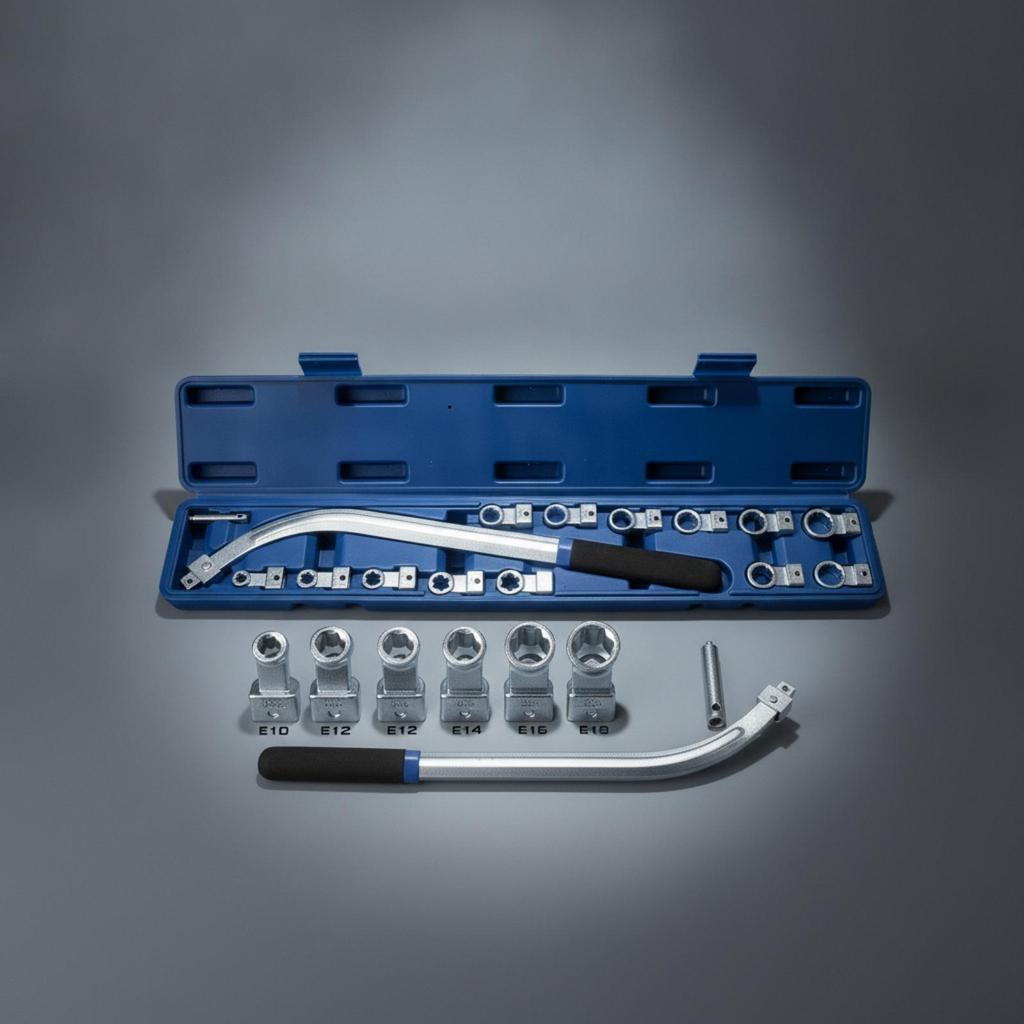 15 Pieces Pulley Removal Socket Set Molded Slots Tensioner Kit