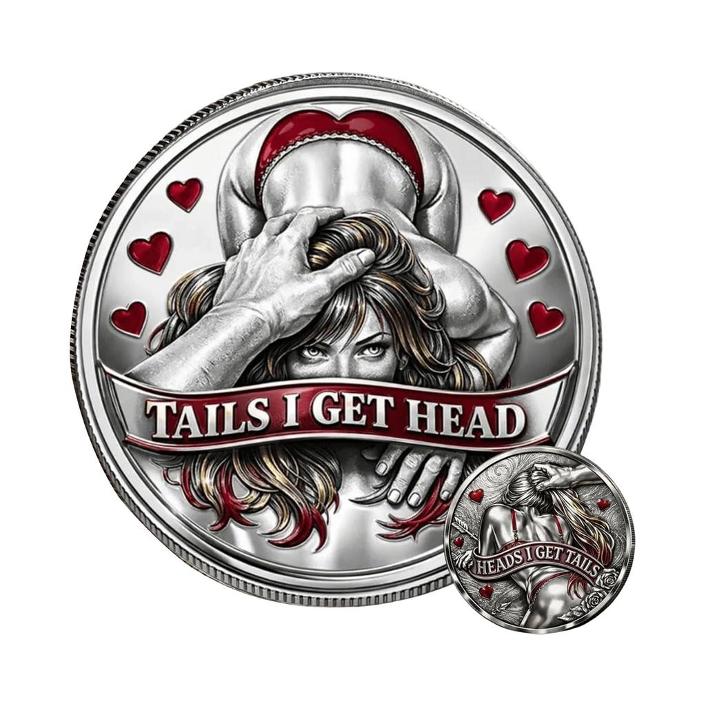 Heads I Get Tail/Tails I Get Head Commemorative Coin, Funny Heads And Tails Challenge Decision Coin, Double-Sided , Humor Prank Gift For Adult