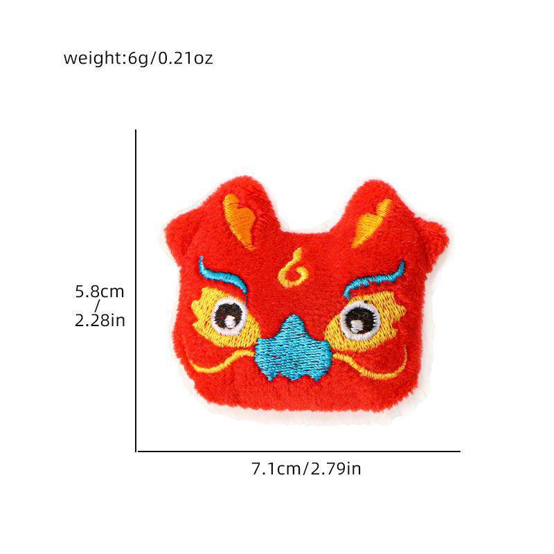 Festive Red New Year Plush Lion Dance Koi and Lantern Ornament Set