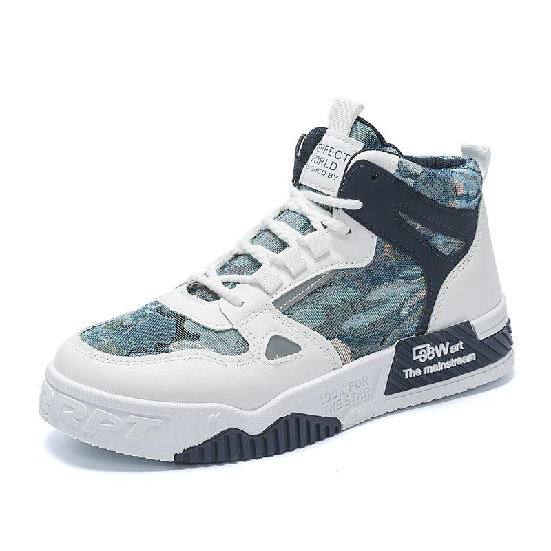 Spring Men's Shoes New Breathable High-top Canvas Shoes Men's Trendy Versatile Platform Casual Board Shoes Trendy Shoes