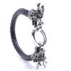 Hip Hop Leather Bracelet Men Minimalist Vintage Dragon Totem Metal Wristband Stylish Fierce Accessory