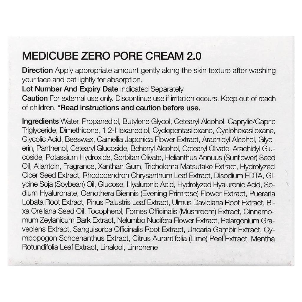 Medicube Zero Pore Cream 2.0, 50ml (1.69 fl oz)