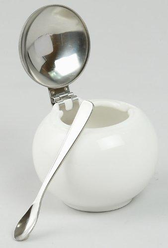 ZERO JAPAN BKK-04 Round Container S with Condiment Spoon WH, White