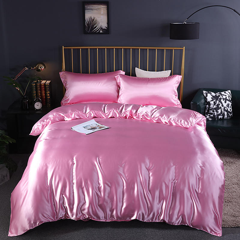 

Leopard Printing Bedding Set Brown Silky Satin Duvet Cover Sets Flat/Fitted Sheet Pillowcase Solid Color Home Textile 1.2m 3pcs 1.5x2&set