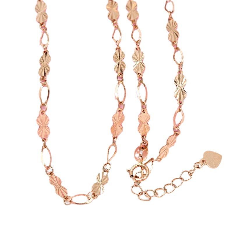 Purple Gold Pattern Necklace Plated With Rose Gold, Simple Women'S Colored Gold Collarbone Chain