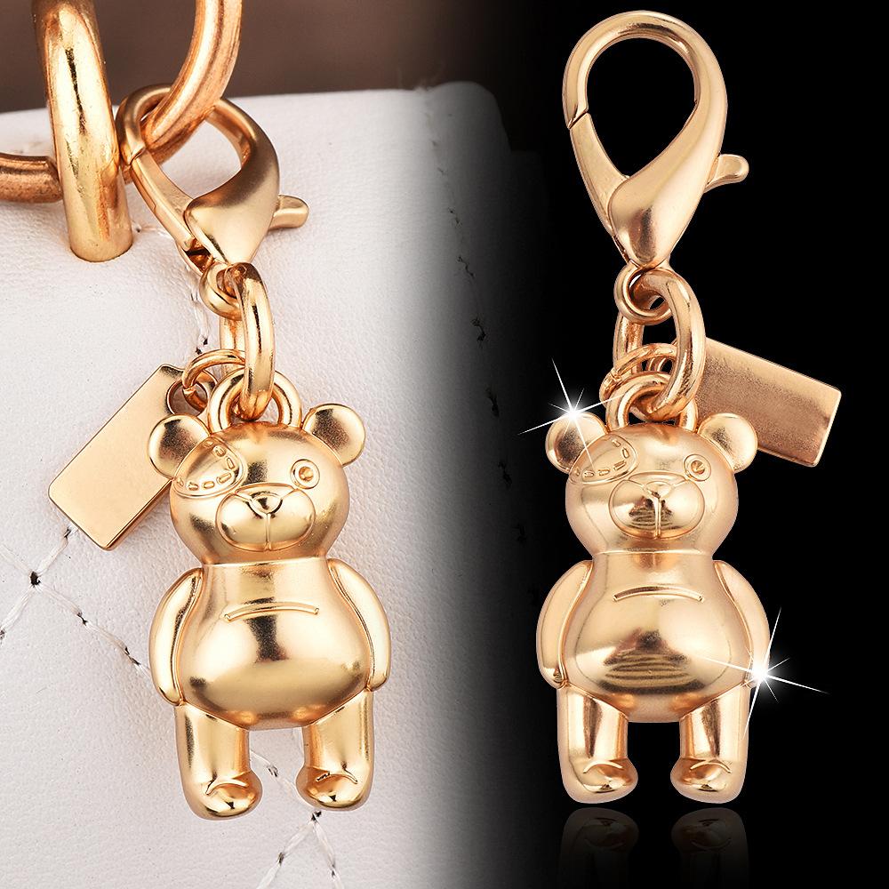 1Pc High-quality Alloy Keychains Pendant Golden Bear Flower Cherry Charms Lobster Clasp Badge Holder Car Keys DIY Accessories