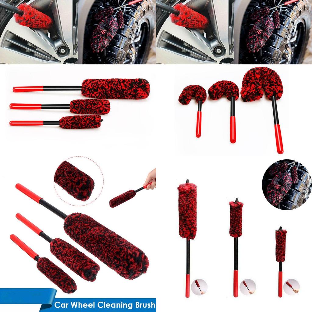 3pcs Luxury Super Plush Soft Car Rim Cleaning Brush Tool Kit High Quality