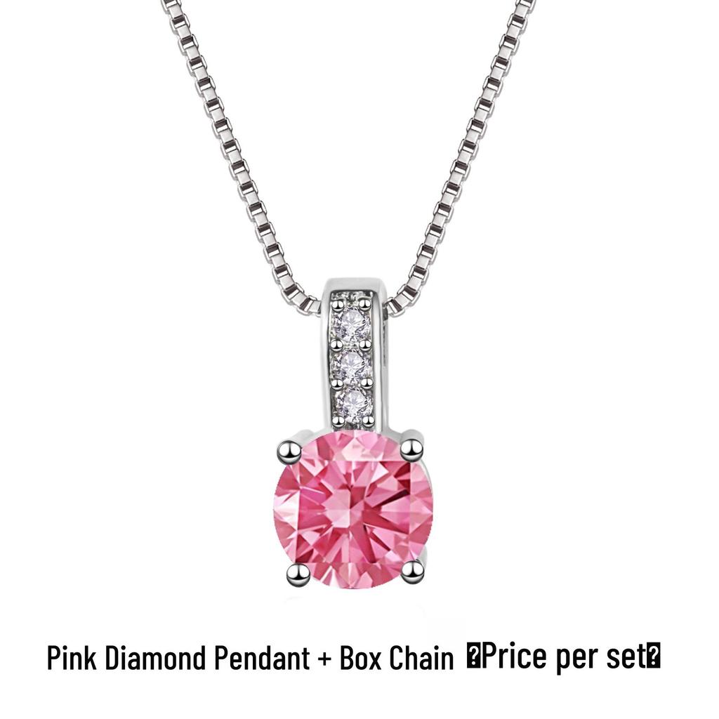 Yi Hua 2 Carat Round Diamond Square Pendant Clavicle Necklace