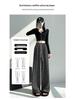 Autumn 2024 Women's Striped Wide-Leg Tie-Waist Pants - Casual, Floor-Length Trousers