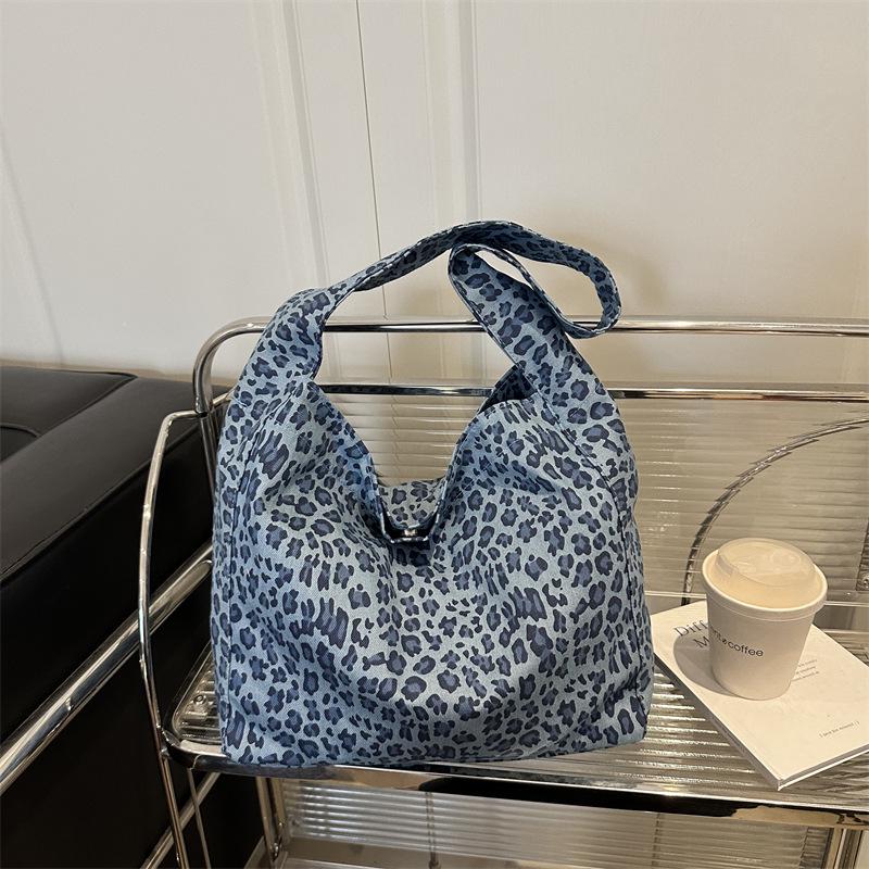 Korean Style Large Capacity Leopard Print Women's Shoulder Bag - 2025 Autumn Casual Tote