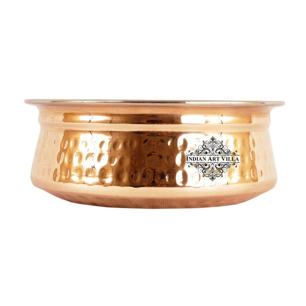 Hammered Steel Copper Handi Bowl, for Serving Dishes, Tableware, 1350 ML, Pack of 1