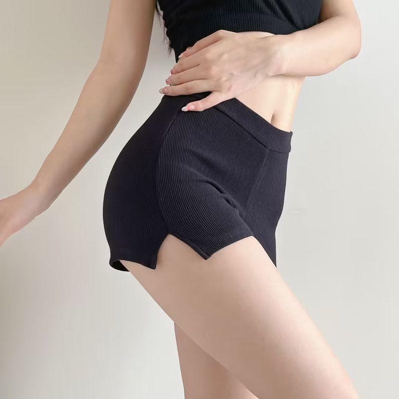 

Fashion Style Side Slit High Waist Elastic Hip Shorts Women s Sexy Hip-Exposed Hot Pants Easiest for Match Tight Slim Fit Pants Black S