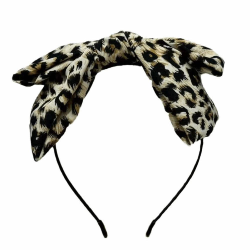 

Cloth Bow Headband Leopard Print Hair Clip Decoration Sweet Hair Accessories Women