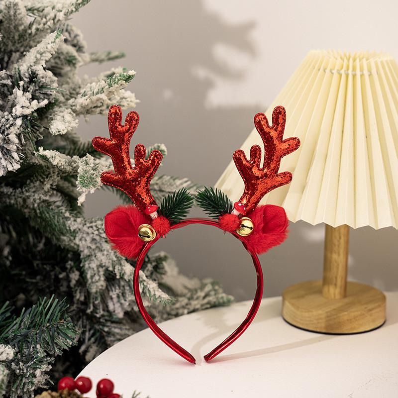 

Deer Christmas Eyecatching Antler Headband With Sparkling Sequins For Festivities Red Antler Clip