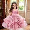 Girls Blue Princess Dress Sequined Tulle Puffy Gown For Wedding Party Host