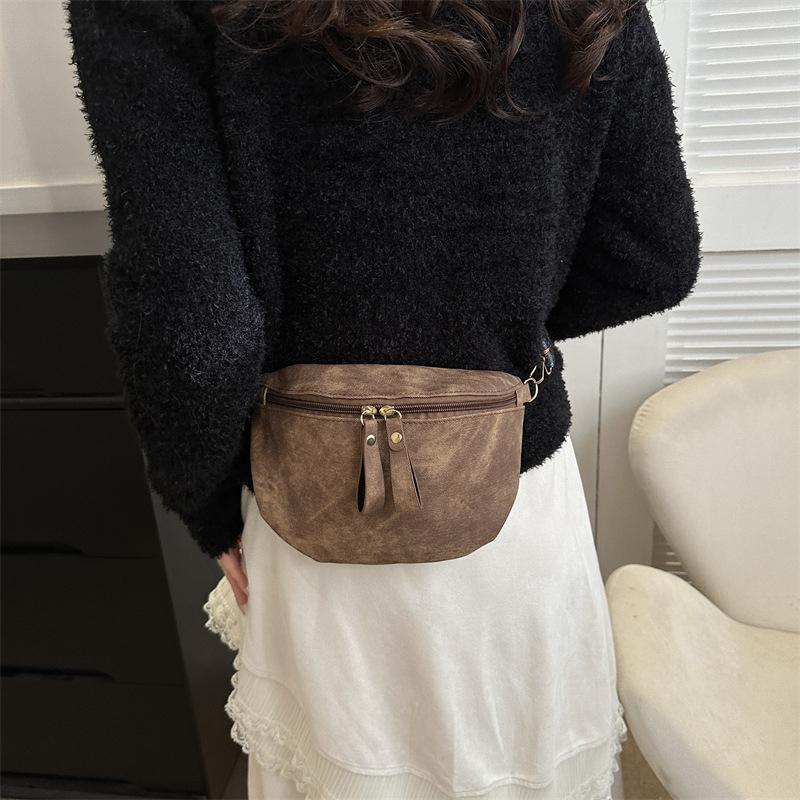 Women's PU Leather Waist Bags Stylish Hobo Solid Color Shoulder Satchel Luxury Designer Chest Bag
