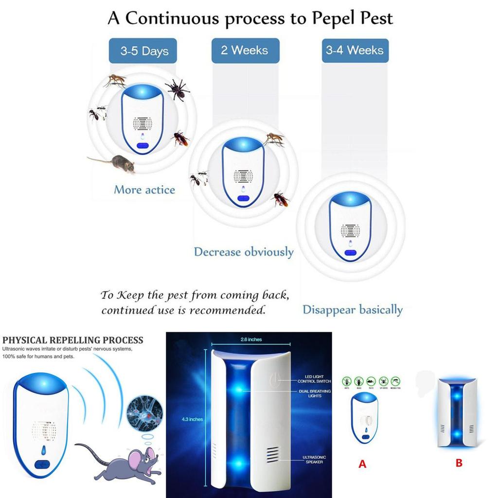Electronic Mouse Ultrasonic Insect Roach Ant Spider Flea Repellent Mosquito Tool