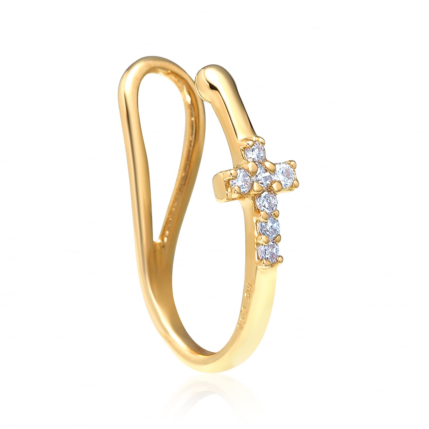 

Lala Christie Gold Ear Cuff with Diamond Pavé Cross, 18K Gold, le71-0013-yg