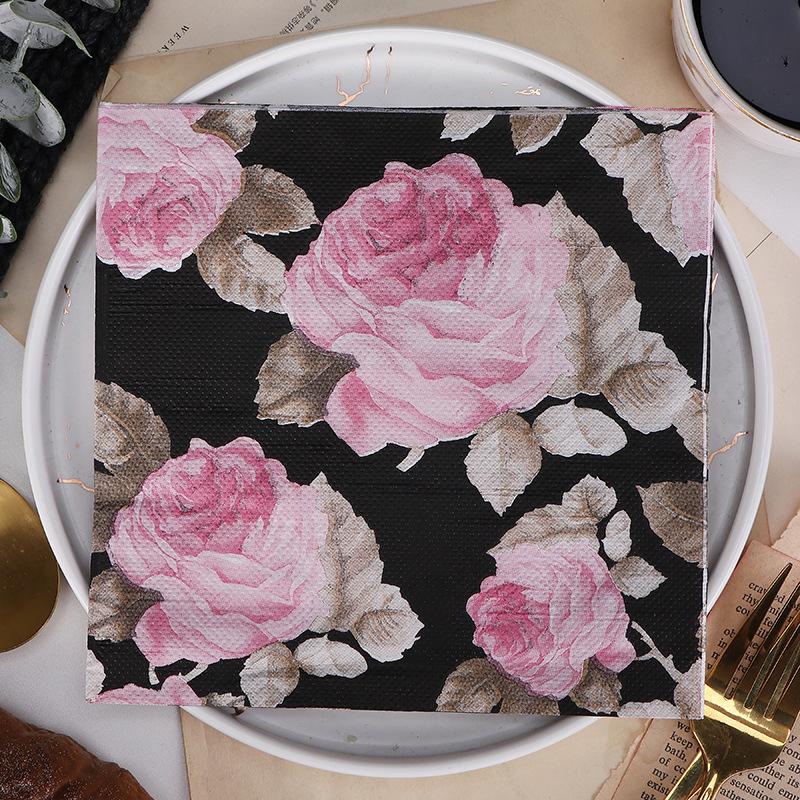 Rose Print Party Napkins - Colorful Floral Wood Pulp Placemats