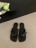 Fashion French Style Retro Belt Buckle Design Flip Flops for Women 2025 Summer Open Toes Comfortable Fashion Slippers Beach Flat Sandals