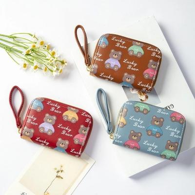 Portable Mini Bear Card Bag Multi Slot Lightweight Card Wallet PU Leather Credit Card Holder Bank ID Card Storage