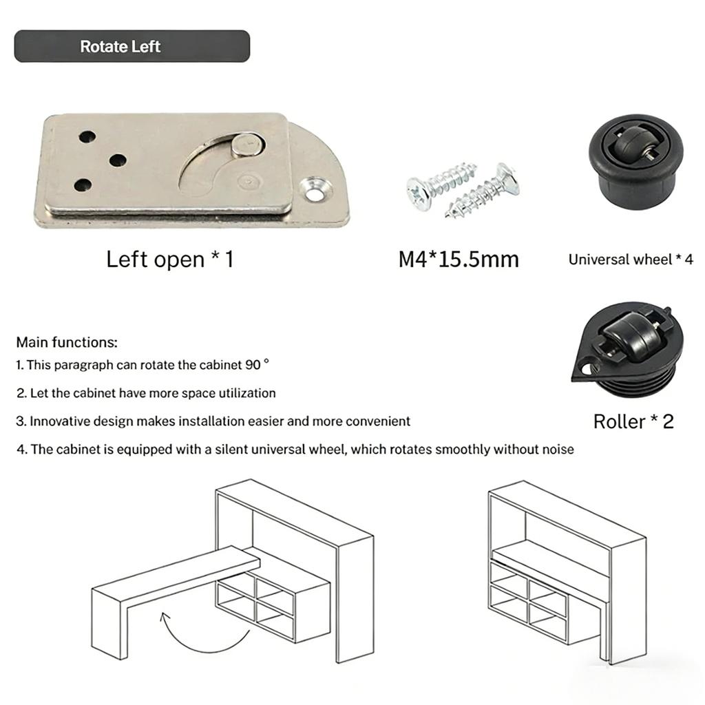 1 sada Hardware pro otočný stůl s levým nebo pravým otevíráním, otočný stůl sklopný o 90 stupňů, stolní sklopný otočný stůl, pant pro stolní sklopný otočný stůl