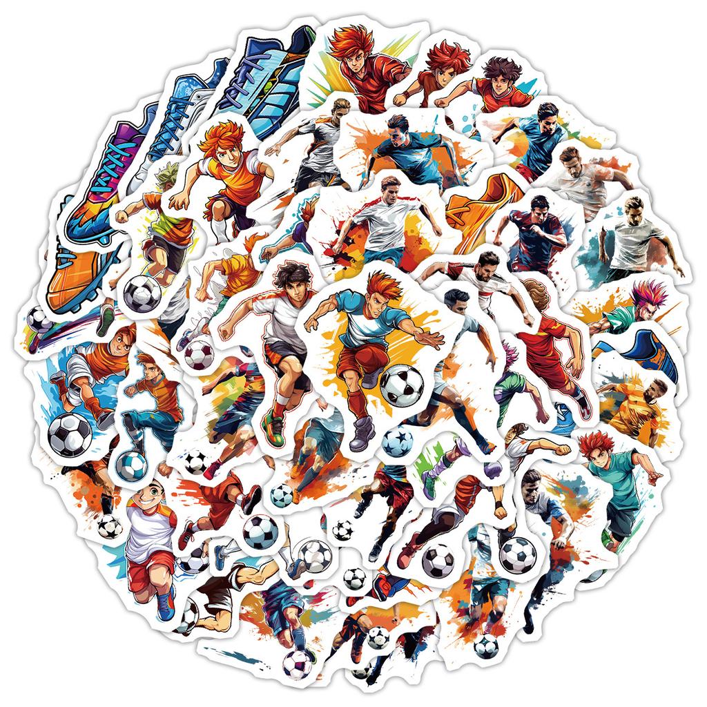 50 Cute Style Football Doodle Stickers Water Cup Suitcase Waterproof Decorative Stickers Creative Sports Stickers