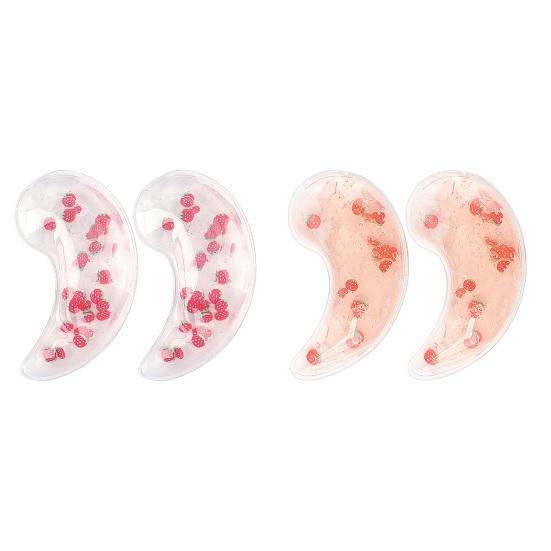 2Pcs Strawberry Gel Eye Ice Pack Puffy Eyes Dark Circles Redness Eye Strain Relief Cold Hot Compress Eye Pad Reusable Under-eye Cooling Patch