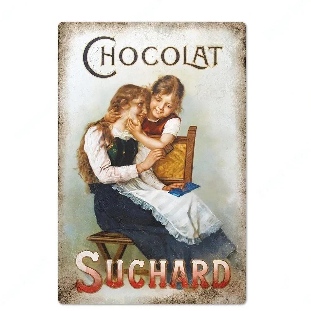 Panneau Métallique Chocolat et Bonbons Plaque en Étain Panneaux Métalliques Vintage Peinture sur Fer pour Espace Fête Restaurant Cuisine Boutique Mur Déco