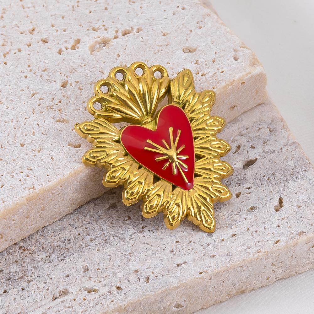 2pcs Stainless Steel Cartoon Enamel Bowknot Red Black High Heel Bone Pendant Necklace Earring Heart Charms Craft Jewelry Making