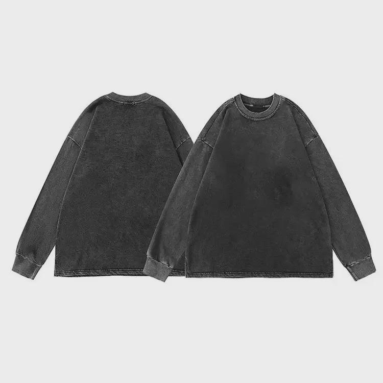 Pánské tričko s krátkým rukávem v jednobarevné úpravě s distressed efektem - Evropský a americký letní streetový styl