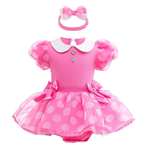 

Dressy Daisy Toddler Girls Princess Minnie Mouse Skirt, Polka Dot Dress, Romper, Cosplay Costume with Headband, Halloween Costume, Size 9-12 Months,