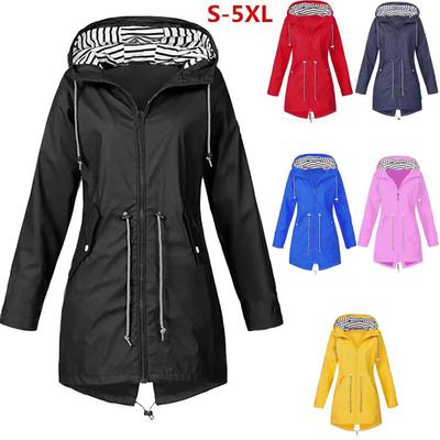 Women Rain Jacket Long Sleeve  Raincoat Hiking Running Coat Fashion Jackets